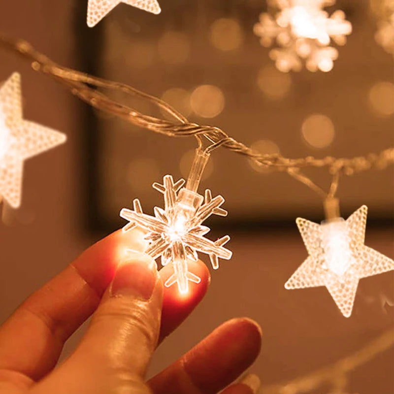 LED Snowflake Lights String - Decoração Perfeita para o Natal e Ano Novo!